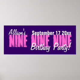 Custom 9 Jahre alt Geburtstagsparty Banner Poster
