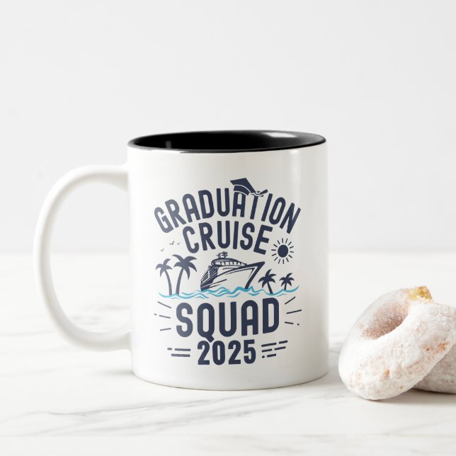 Custom Abschluss Cruise Squad Grad Trip Group Zweifarbige Tasse (Mit Donut)