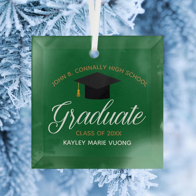 Custom Abschluss Green Gold Graduate Weihnachten Ornament Aus Glas (Von Creator hochgeladen)