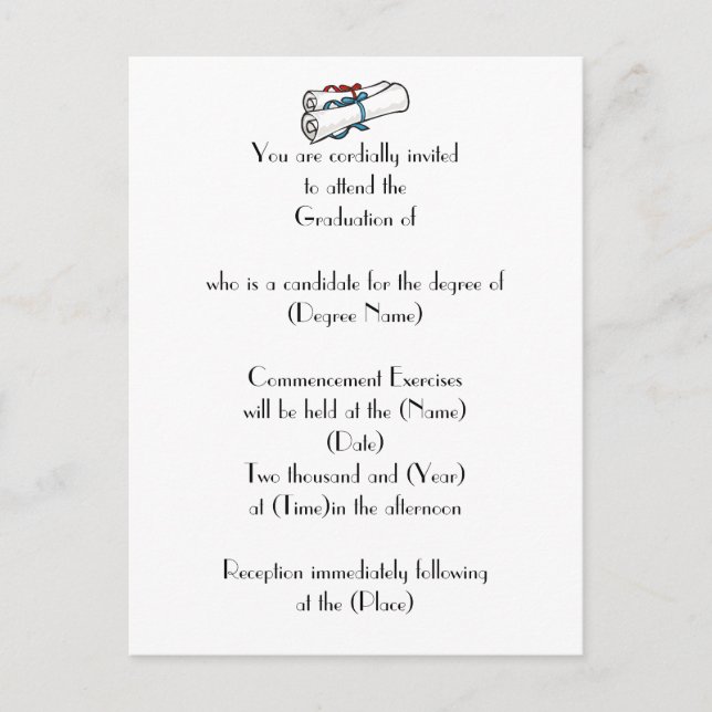 Custom Abschluss Invitation Diplomas Einladungspostkarte (Vorderseite)