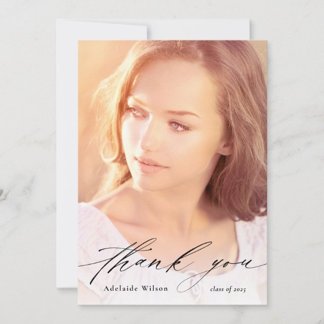 Custom Abschluss Vielen Dank mit vollem Foto Dankeskarte (Vorderseite)