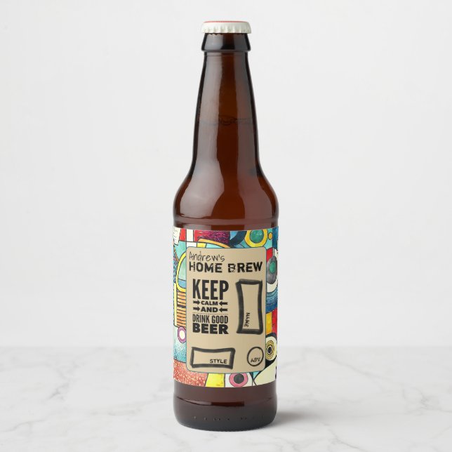 Custom Abstrakt Art Zuhause Brew Bierflaschen Labe Bierflaschenetikett (Vorderseite)