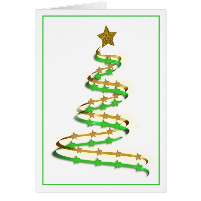 Custom Abstrakt Gold Green Ribbon Weihnachtsbaum (Vorne)