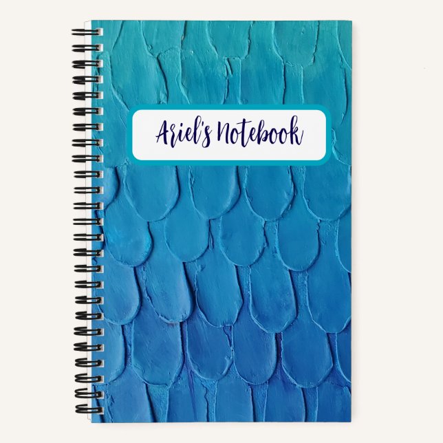 Custom Abstrakt Underwater Blue Ombre Mermaid Notizbuch (Vorderseite)
