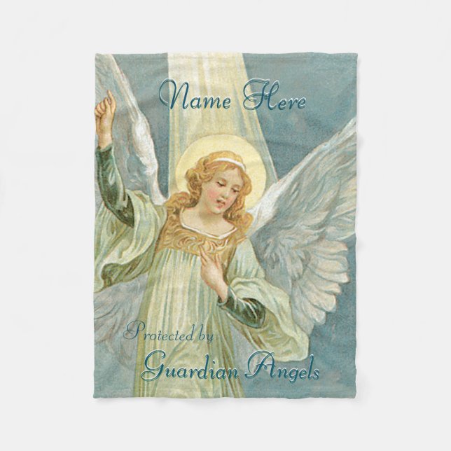 Custom Add Name Guardian Angel Blanket Fleecedecke (Vorderseite)