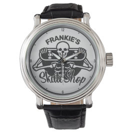 Custom ADD NAME Skull Skateboard Skate Shop Armbanduhr
