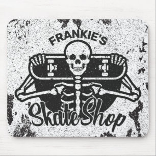 Custom ADD NAME Skull Skateboard Skate Shop Mousepad