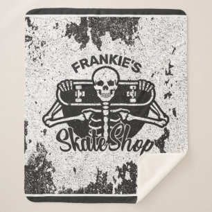 Custom ADD NAME Skull Skateboard Skate Shop Sherpadecke