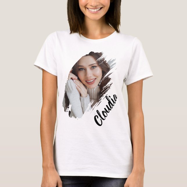 Custom Add Photo And Text T-Shirt (Vorderseite)