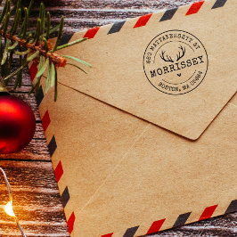 Custom Address Deer Antlers Permastempel