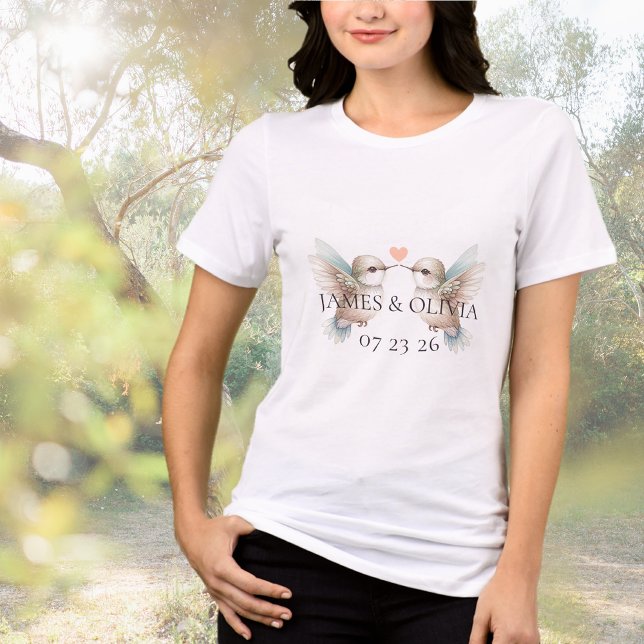 Custom Adorable Hummingbird Heart Wedding Tri-Blend Shirt (Von Creator hochgeladen)