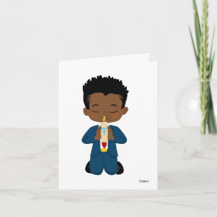 Custom African-American Boy Holy Communy Card Karte