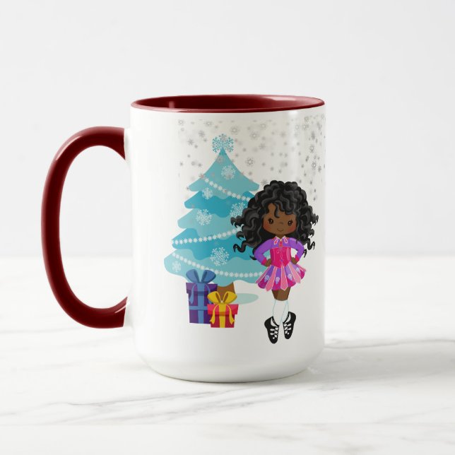 Custom African American Irish Dancer Weihnachten Tasse (Links)