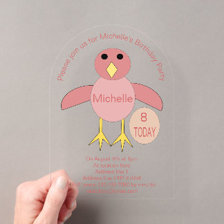 Custom Age Birthday Girl Chick Party Acryleinladungen