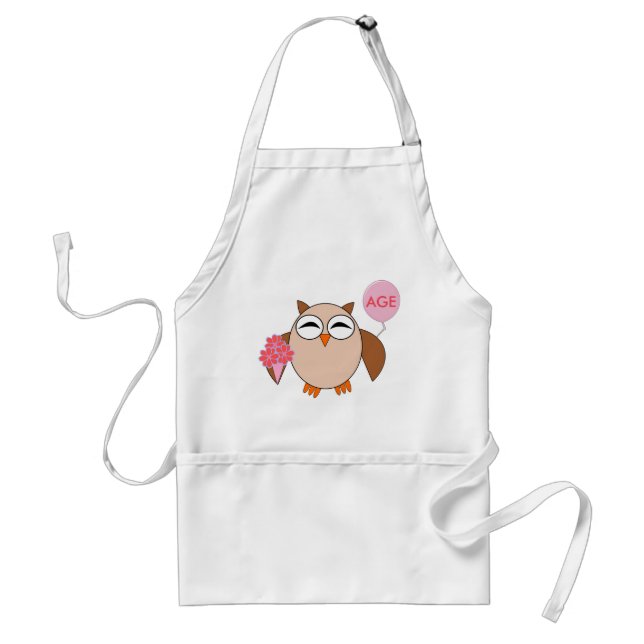 Custom Age Birthday Owl Cooking Apron Schürze (Vorne)