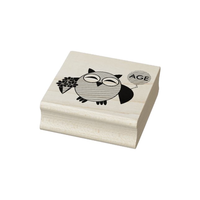 Custom Age Birthday Owl Holzkunst Briefmarke Gummistempel (Stempel)