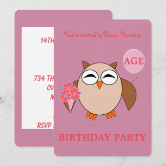 Custom Age Birthday Owl Party Einladung
