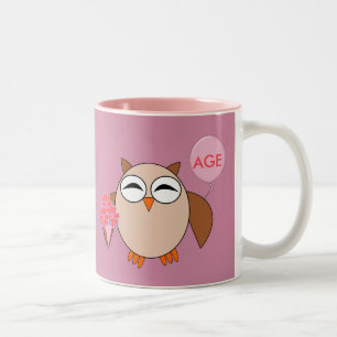 Custom Age Birthday Owl Tasse