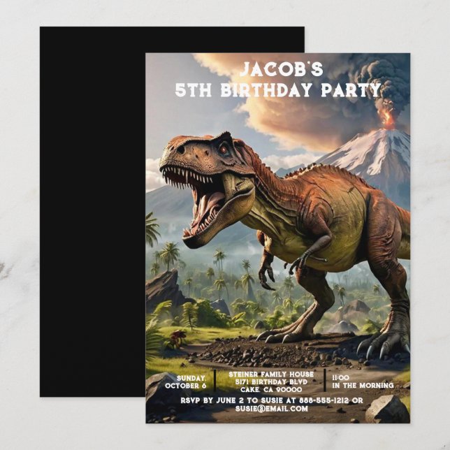 Custom Age Dinosaur Birthday Party Invitations Einladung (Vorne/Hinten)