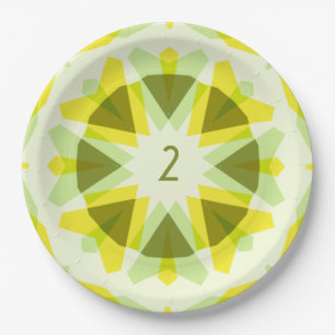 Custom Age Fun Bright Yellow Green Birthday Star Pappteller