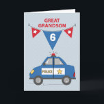 Custom Age Great Grandson 6. Geburtstag Blue Polic Karte<br><div class="desc">Diese Karte ist eine Karte,  die Sie für einen Urenkel jeden Alters verwenden können,  da die Vorderseite mit einer Anpassungsoption ausgestattet ist. Ändern Sie einfach die Nummer in der blauen Flagge,  dann ist es fertig! Danach können Sie auf die Bestelltaste klicken.</div>