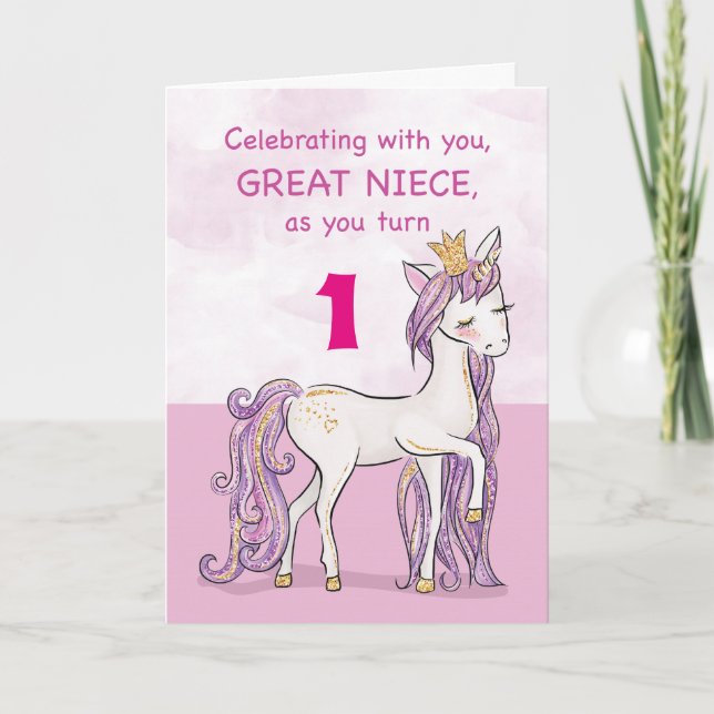 Custom Age Great Niece Birthday Pink Pferd Karte (Vorderseite)