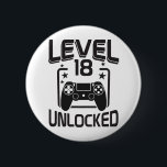 Custom Age Level 18 Unlocked Birthday Gamer Button<br><div class="desc">Celebrate a special birthday with this fun "Level Unlocked" button! Perfect for gamers and video game lovers, this hat makes a great birthday gift to celebrate leveling up in life. You can customize the number on the design making it perfect for any age.</div>