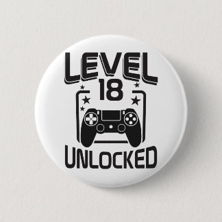 Custom Age Level 18 Unlocked Birthday Gamer  Button