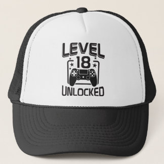 Custom Age Level 18 Unlocked Birthday Gamer  Truckerkappe