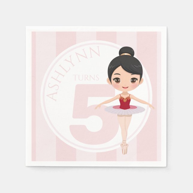 Custom Age & Name Pink Ballet Girls Birthday  Serviette (Vorderseite)