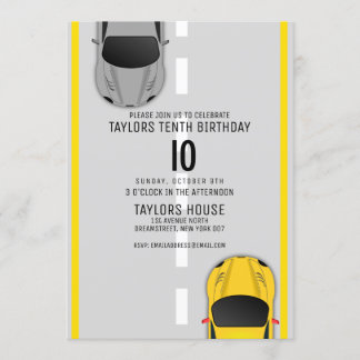
Custom Age RaceCar Track Sports Geburtstagsparty Einladung