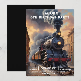 Custom Age Train Birthday Party Invitations Einladung