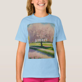 Custom AI Art Earth Day Rosa Blüten Mädchen T-Shirt