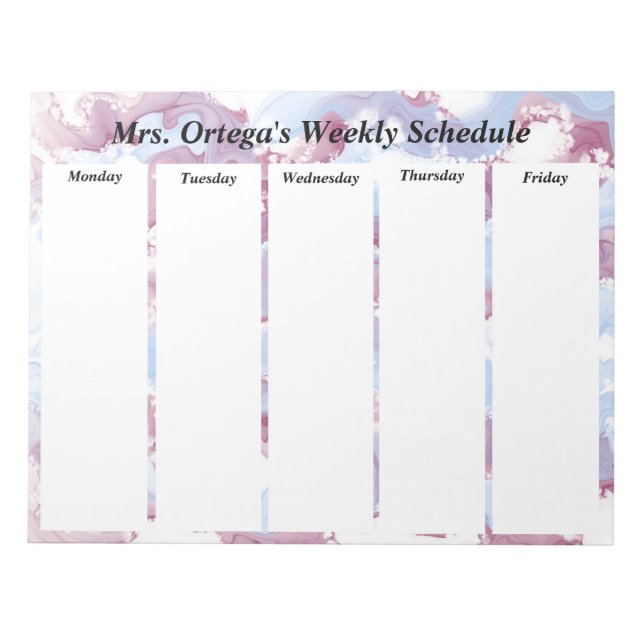 Custom Alcohol Ink Art Weekly Schedule Notepad Notizblock (Vorderseite)