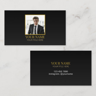 Custom All Black and Gold Best Luxury Photo Name Telefonnummerkarte