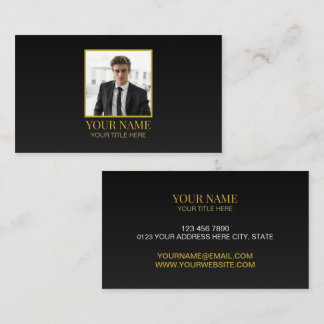 Custom All Black and Gold Best Luxury Photo Name Visitenkarte