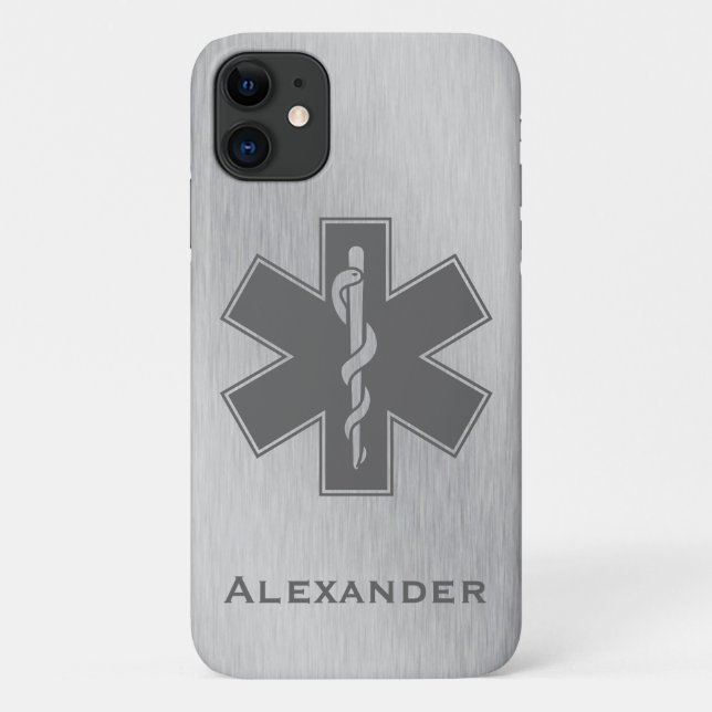 Custom Ambulance Black and White Star of Life Case-Mate iPhone Hülle (Rückseite)