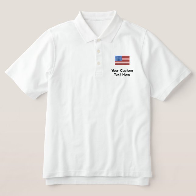 Custom American Flag besticktes Golf Shirt (Design Vorderseite)