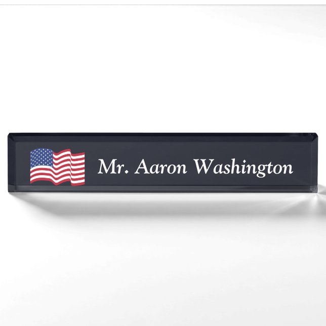 Custom American Flag Office Desk Namplate Geschenk Namensplakette (Vorderseite)