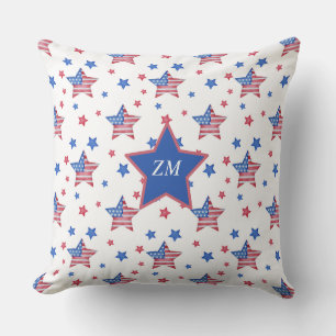 Custom American Flag Star Blue Red White Throw Pil Kissen