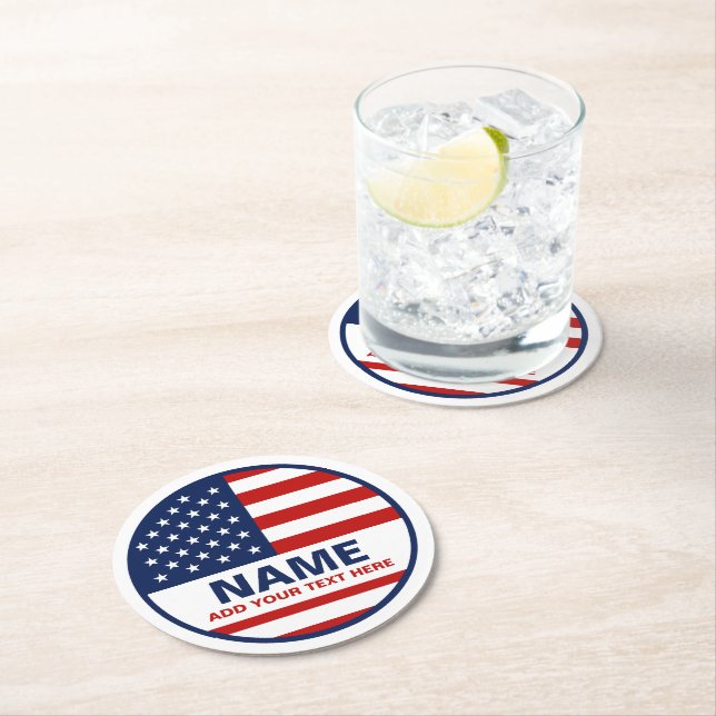 Custom American Flag Wahlkampagne Runder Pappuntersetzer (Vor Ort)
