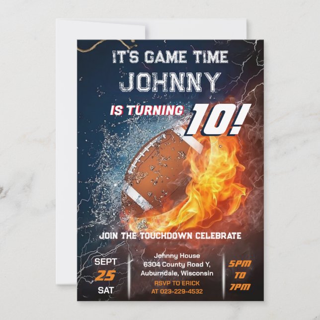 Custom American Football Einladung zum Geburtstag (Vorderseite)