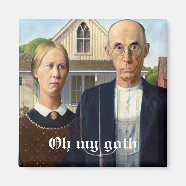 Custom American Gothic Goth Party Grant Wood Magnet (Vorne)