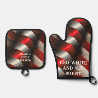 Custom American Red & White Ofenhandschuh & Topflappen-Set