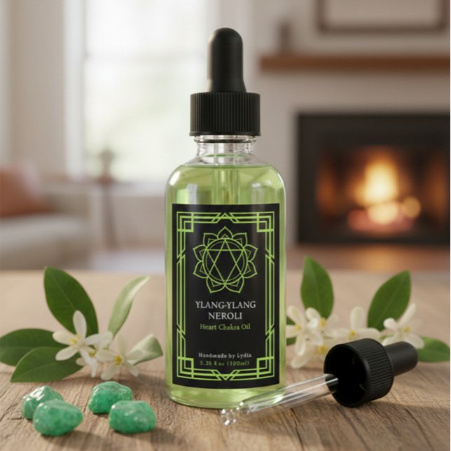 Custom Anahata Heart Chakra Essential Oil Label Weinetikett (Von Creator hochgeladen)
