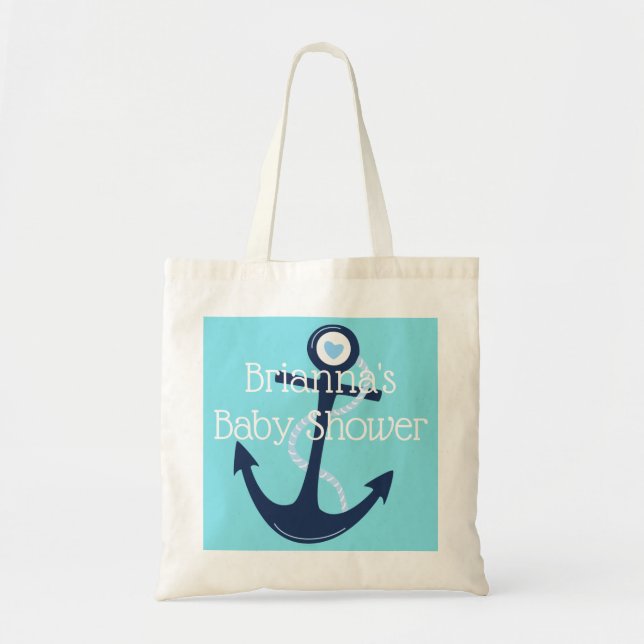 Custom Anchor Nautical Aquamarin Navy Baby Shootin Tragetasche (Vorne)