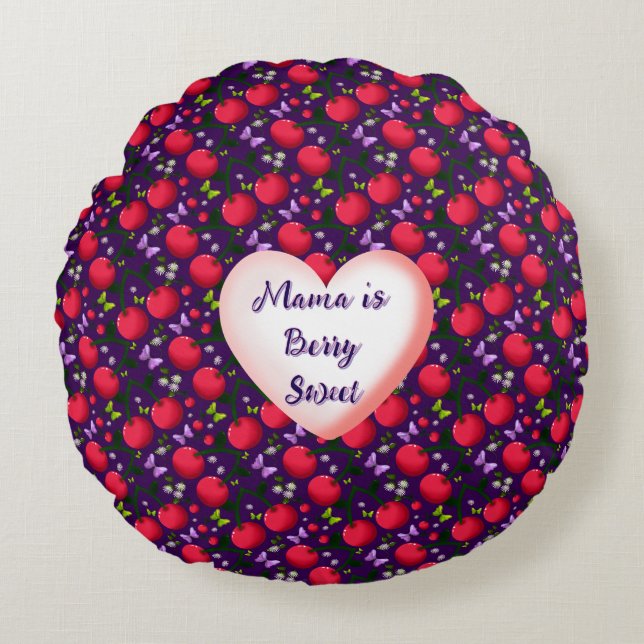Custom and personalized Cute Cherry Butterfly  Rundes Kissen (Vorderseite)
