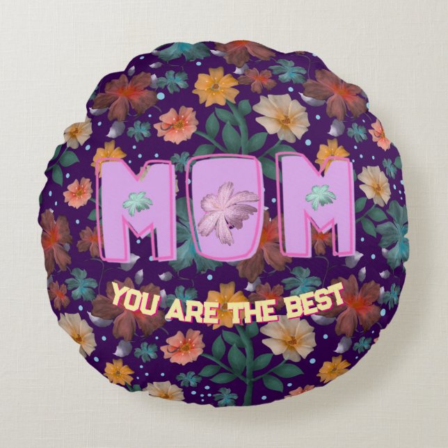 Custom and personalized mother's day gift  lumbar rundes kissen (Vorderseite)