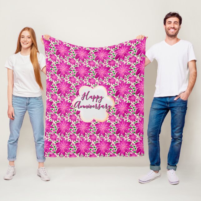 Custom and personalized pink floral  fleecedecke (Beispiel)