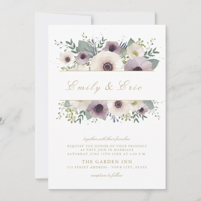 Custom Anemone Bouquet Wedding Einladung (Vorderseite)